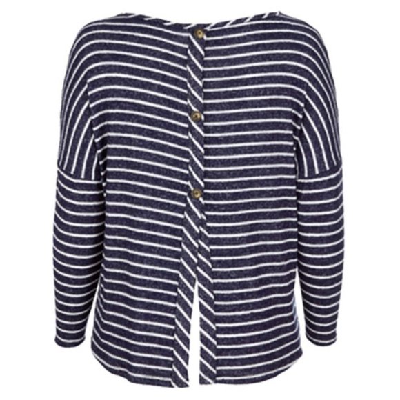 Moa Moa Plus Size Stripe Back Button Top - NWT - Picture 2 of 2